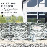 Outsunny Round Above Ground Pool, Metal Frame Pool with Cartridge Filter Pump and Repair Patch, 14' x 33", Gray Brick(m-4)