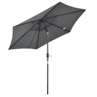 Outsunny 8-Piece Patio Dining Set with Umbrella, Grey - Includes 6 Chairs, Table, and UV Protection Umbrella for Outdoor Gatherings(m-9)