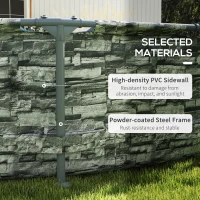 Outsunny Round Above Ground Pool, Metal Frame Pool with Cartridge Filter Pump and Repair Patch, 14' x 33", Gray Brick(m-5)