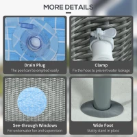 Outsunny Round Above Ground Pool, Metal Frame Pool with Cartridge Filter Pump and Repair Patch, 14' x 33", Gray Wicker(m-6)