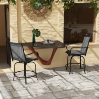 Outsunny Outdoor Bar Stools Set of 2, 360° Swivel Bar Height Chairs, 26.75" x 29.5" x 48.5", Gray(m-2)