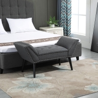 HOMCOM Modern Upholstered Bench, End of Bed Bench for Bedroom, Hallway Bench with Arms and Nailhead Trim
