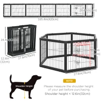 PawHut Dog Playpen, 6 Panels 24.5" Heavy Duty Pet Playpen, Foldable Dog Exercise Pen with Door Indoor Outdoor, Black(m-3)
