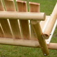 Outsunny 2-Seat Wooden Swing Bench, Ergonomic Design, 'A' Frame Construction, Stable and Non-Slip, Solid Wood Frame Log Garden Swing, for Outdoor and Indoor, Natural Wood(m-12)