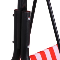 Outsunny 3-Seater Outdoor Porch Swing with Adjustable Canopy, Patio Swing Chair for Garden, Poolside, Backyard, Red and white(m-13)