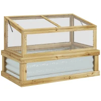 Outsunny Raised Garden Bed with Greenhouse, Polycarbonate Lean-to Wooden Cold Frame, 41" x 22.5" - Perfect for Plant Growth & Protection, Natural(m-10)