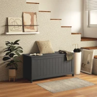 HOMCOM Storage Trunk with 2 Safety Hinges, Modern Entryway Bench with Side Handles, Storage Chest for Living Room, Black(m-1)