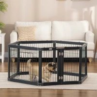 PawHut Dog Playpen, 6 Panels 24.5" Heavy Duty Pet Playpen, Foldable Dog Exercise Pen with Door Indoor Outdoor, Black(m-1)