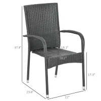 Outsunny Stackable 4 PE Rattan Outdoor Dining Chairs with Cushions, Patio Wicker Dining Chairs with Armrests & Backrest, Cream White(m-3)