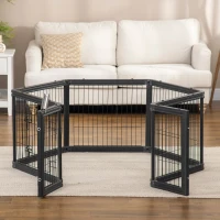 PawHut Dog Playpen, 6 Panels 24.5" Heavy Duty Pet Playpen, Foldable Dog Exercise Pen with Door Indoor Outdoor, Black(m-8)