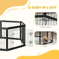 PawHut Dog Playpen, 6 Panels 24.5" Heavy Duty Pet Playpen, Foldable Dog Exercise Pen with Door Indoor Outdoor, Black(m-5)