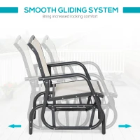 Outsunny Outdoor Glider Chair, Steel Swing Chai with Curved Armrests for Porch, Garden, Poolside, Balcony, Cream White(m-4)