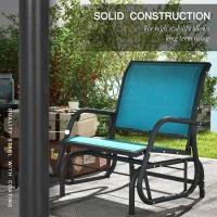 Outsunny 2 Pieces Outdoor Glider Chair, Steel Swing Chai with Curved Armrests for Porch, Garden, Poolside, Balcony, Blue(m-6)