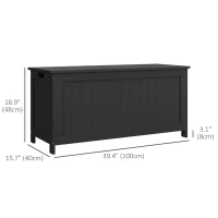 HOMCOM Storage Trunk with 2 Safety Hinges, Modern Entryway Bench with Side Handles, Storage Chest for Living Room, Black(m-3)
