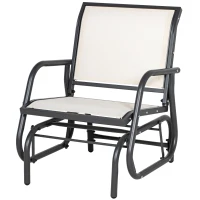 Outsunny Outdoor Glider Chair, Steel Swing Chai with Curved Armrests for Porch, Garden, Poolside, Balcony, Cream White(m-1)