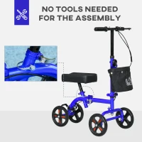 HOMCOM Steerable Knee Walker, Foldable Knee Scooter with Dual Braking System, Adjustable Height, Crutch Alternative, Blue(m-7)