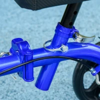 HOMCOM Steerable Knee Walker, Foldable Knee Scooter with Dual Braking System, Adjustable Height, Crutch Alternative, Blue(m-9)