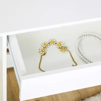 HOMCOM Vanity Table, Makeup Vanity with Open Shelves and Drawer, Dressing Table for Bedroom, White(m-10)