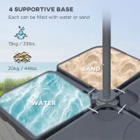 Outsunny 9.6ft Offset Patio Umbrella Garden Hanging Parasol Banana Cantilever Umbrella with Base, Crank, Dark Grey(m-9)