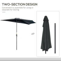 Outsunny 9.8ft Half Umbrella Semi Round Patio Parasol with Crank Handle, Top Vent for Garden, Balcony- NO BASE INCLUDED, Black(m-6)