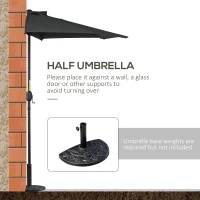 Outsunny 9.8ft Half Umbrella Semi Round Patio Parasol with Crank Handle, Top Vent for Garden, Balcony- NO BASE INCLUDED, Black(m-7)