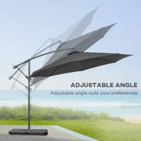 Outsunny 9.6ft Offset Patio Umbrella Garden Hanging Parasol Banana Cantilever Umbrella with Base, Crank, Black(m-5)
