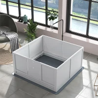 PawHut Dog Whelping Box with Waterproof Mat, Retractable Light Stand, Pig Rail, Adjustable Door, 41" x 39"(m-8)