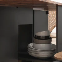 HOMCOM Folding Dining Table, Space Saving Drop Leaf Table with Drawer and Shelves for Kitchen, Dining Room, Rustic Brown(m-10)