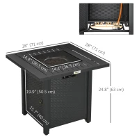 Outsunny Propane Fire Pit Table Smokeless Gas Firepit with 40,000 BTU Burner Thermocouple, Lava Rocks, Cover, Spark Guard(m-3)