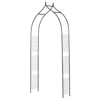 Outsunny 8FT Metal Garden Arch, Decorative Arbor Trellis for Climbing Plants, Wedding, Party, Event, Holiday, Black(m-2)