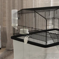 PawHut Hamster House Gerbil Habitat for Dwarf Hamster, Syrian Hamster with Wheels, Detachable Bottom - Black(m-10)