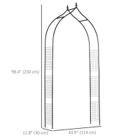 Outsunny 8FT Metal Garden Arch, Decorative Arbor Trellis for Climbing Plants, Wedding, Party, Event, Holiday, Black(m-3)