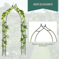 Outsunny 8FT Metal Garden Arch, Decorative Arbor Trellis for Climbing Plants, Wedding, Party, Event, Holiday, Black(m-6)