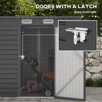 Outsunny 6 x 4FT Galvanized Garden Storage Shed, Metal Outdoor Shed with Double Doors and 2 Vents, Grey(m-5)