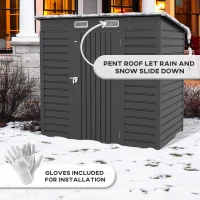 Outsunny 6 x 4FT Galvanized Garden Storage Shed, Metal Outdoor Shed with Double Doors and 2 Vents, Grey(m-7)