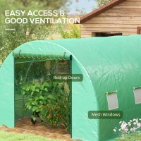 Outsunny 20' x 10' Walk-in Greenhouse with Sprinkler System, Tunnel Green House with Wide Roll-up Door, 12 Mesh Windows, Green(m-6)