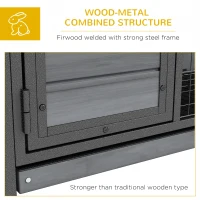 PawHut Wooden Rabbit Hutch Elevated with No Leak Tray, Openable Roof for Indoor/Outdoor, Gray(m-7)