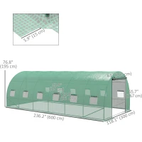 Outsunny 20' x 10' Walk-in Greenhouse with Sprinkler System, Tunnel Green House with Wide Roll-up Door, 12 Mesh Windows, Green(m-3)