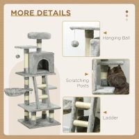 PawHut 49 Inch Large Cat Tree for Indoor Cats, Light Grey(m-5)
