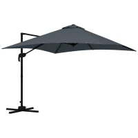 Outsunny 10x10ft Cantilever Umbrella Rotatable Square Market Parasol, 4 Adjustable Angle for Outdoor Backyard Patio Dark Grey(m-2)