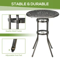 Outsunny Ф31.5" Round Garden Bar Table, Cast Aluminum Frame Patio Bar Height Desk w/ Umbrella Hole for Patio, Garden, Balcony, Bronze(m-7)