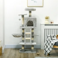 PawHut 49 Inch Large Cat Tree for Indoor Cats, Light Grey(m-9)