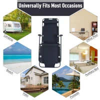 Outsunny Folding Chaise Lounge Chair, Outdoor Portable 2-Level Adjustable Recliner Zero Gravity Chair with Headrest Pillow, Armrests with Storage Mesh Pocket, Black(m-7)