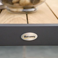 Outsunny 6-Piece L-shaped Patio Furniture Set for 7, Aluminium Conversation Set Sectional Corner Sofa Set with Widened Seat, Teak Wood Top Coffee Table & Cushions, Cream White(m-8)