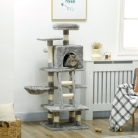 PawHut 52 Inch Large Cat Tree for Indoor Cats, Light Grey