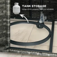 Outsunny 6 Piece Patio Furniture Set with 50,000 BTU Gas Fire Pit Table, Outdoor PE Rattan Dining Table and Chair Set, Sectional Conversation Sofa Set with Cushions, Grey(m-5)