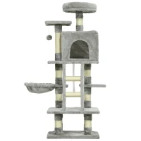 PawHut 49 Inch Large Cat Tree for Indoor Cats, Light Grey(m-2)