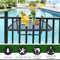 Outsunny Adjustable Balcony Hanging Railing Table, Metal Mounting Mini Wall Desk Storage Rack, Outdoor Flower Stand Serving Table Rectangle, Black(m-7)