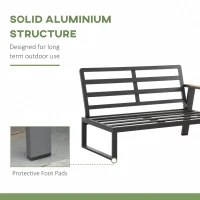 Outsunny 6-Piece L-shaped Patio Furniture Set for 7, Aluminium Conversation Set Sectional Corner Sofa Set with Widened Seat, Teak Wood Top Coffee Table & Cushions, Cream White(m-6)