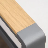 Outsunny 6-Piece L-shaped Patio Furniture Set for 7, Aluminium Conversation Set Sectional Corner Sofa Set with Widened Seat, Teak Wood Top Coffee Table & Cushions, Cream White(m-9)